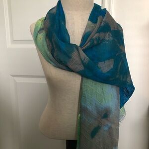 Vince Camuto Gauze Teal, Gray & Green Lightweight Wrap Scarf